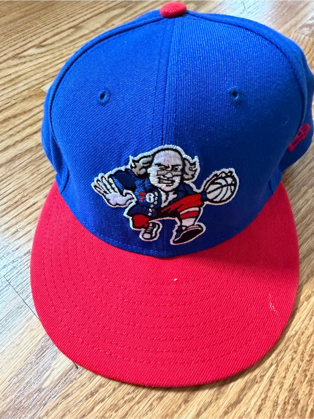 Boys Blue and Red NBA Sixers Basketball Cap with Vintage Mascot